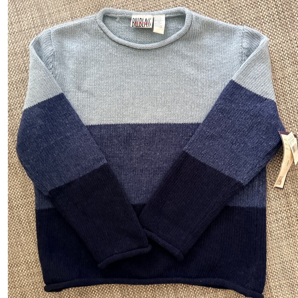BILL BLASS NWT Men's Dead Stock Wool Roll Neck Sweater Academia Preppy XL Blue